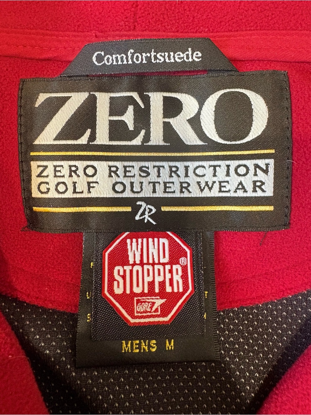 Zero Restriction Comfortsuede Windstopper Golf Quarter Zip Pullover Red, Size M